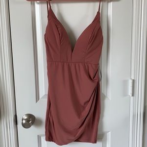 Plunge mauve dress